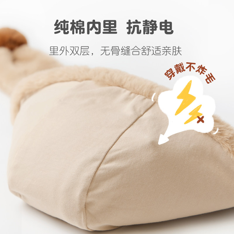 宝宝儿童帽子可爱护耳加绒一体围巾 尼多熊帽子