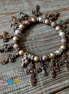 合金做旧金色银色怀旧个性串手链