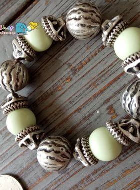 合金做旧银色串珠复古欧美风手串