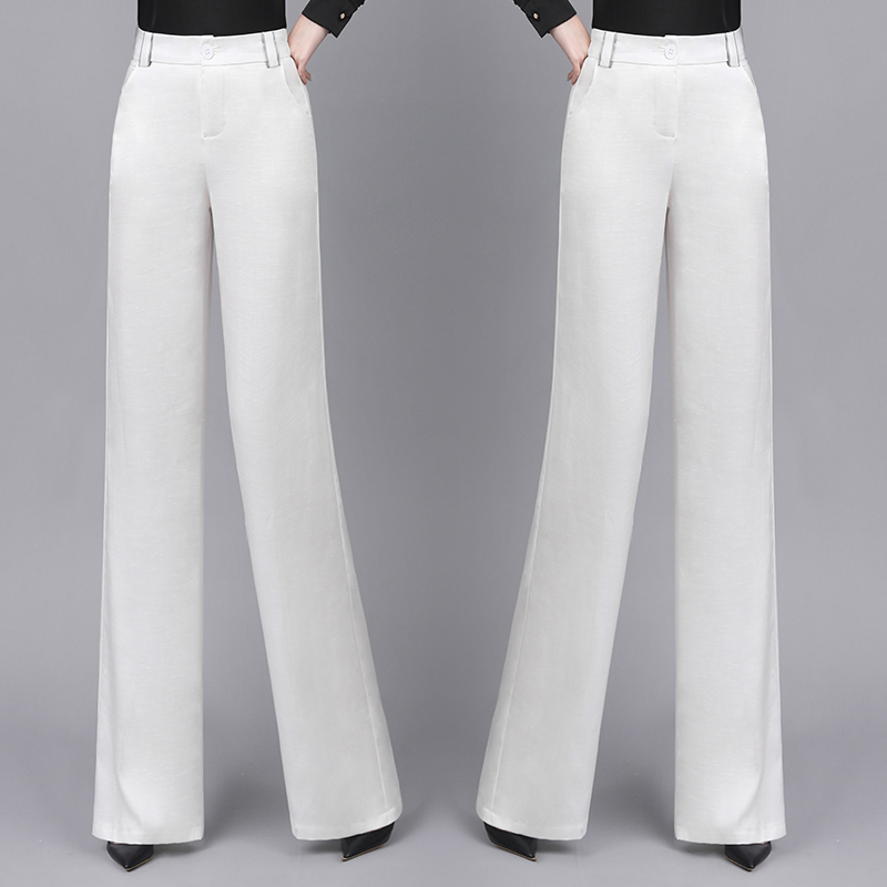 大码白色西装裤女春夏款2024新款垂感高级感直筒裤子窄版阔腿裤-图1