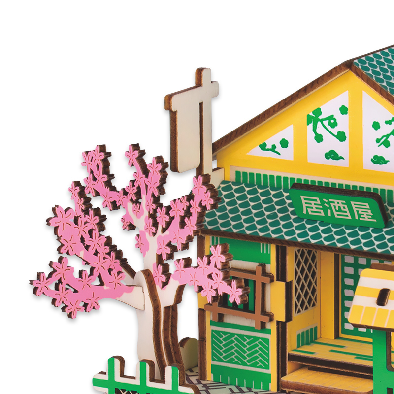 【迪尔乐斯】酒居屋木质3d立体模型拼图儿童益智手工玩具 - 图2