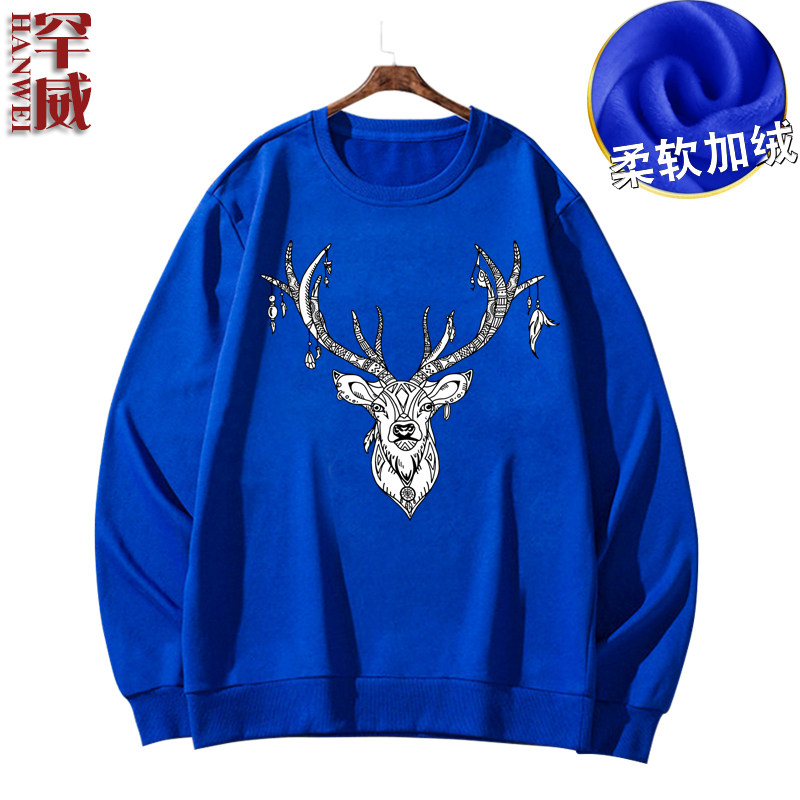 圣诞麋鹿圣诞节圆领男女加绒卫衣 罕威卫衣