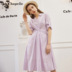 La Chapelle 2019 phụ nữ mới mùa hè sọc ngắn tay v-cổ chuyên nghiệp tự tu dưỡng eo váy - Váy eo cao 	váy siết eo Váy eo cao