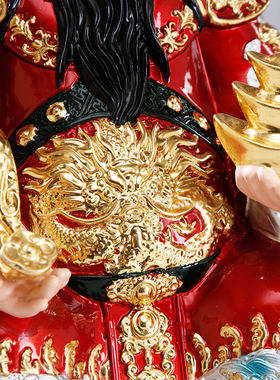 台湾铜雕彩绘文财神爷摆件
