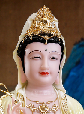观音菩萨佛像供奉金童玉女像摆件