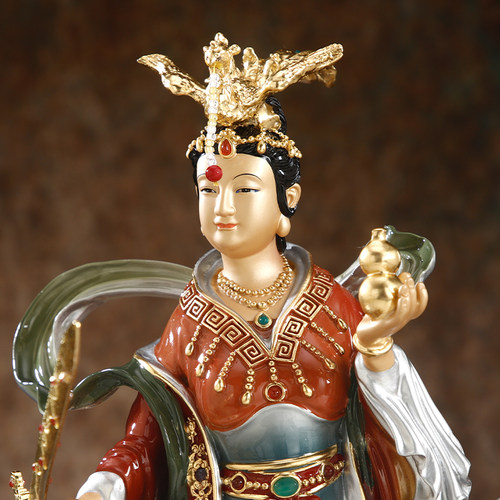 台湾纯铜九天玄女神像家用供奉九天圣母娘娘碧霞元君铜像桌面摆件 - 图1
