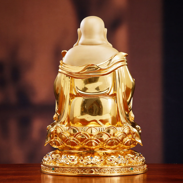 Taiwan pure copper Maitreya Buddha ornaments, big belly, happy and smiling Buddha statue, living room dedicated to Maitreya Buddha statue to attract wealth and shop use