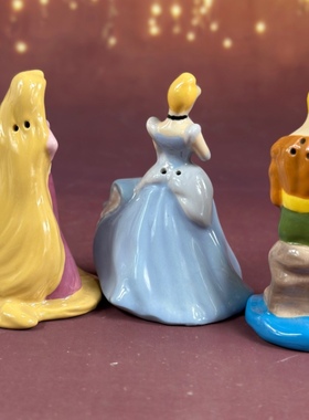 外贸出口陶瓷公主调料罐胡椒粉瓶灰姑娘长发公主半成品摆件