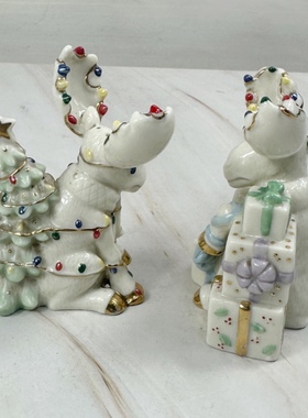 外贸陶瓷lenox莱诺克斯个性麋鹿造型设计圣诞节胡椒粉调料瓶