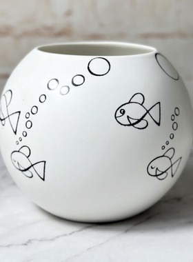 外贸出口尾单陶瓷花瓶kate spade 可爱小鱼设计装饰品桌面摆件