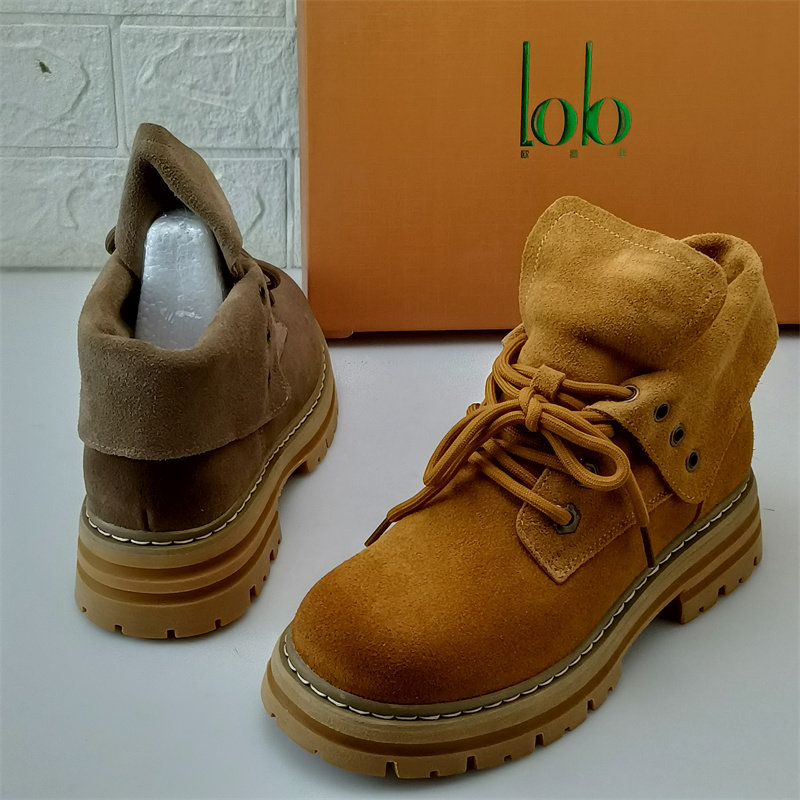 女士真皮牛反绒磨砂皮秋冬季低跟短靴复古圆头马丁靴日常搭配女鞋,淘宝优惠券,粉丝福利购,淘宝优惠卷