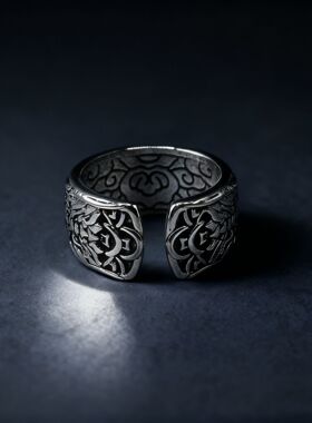 复古双龙五帝铜钱币祥云龙开口戒指个性百搭国潮首饰品轻奢传统