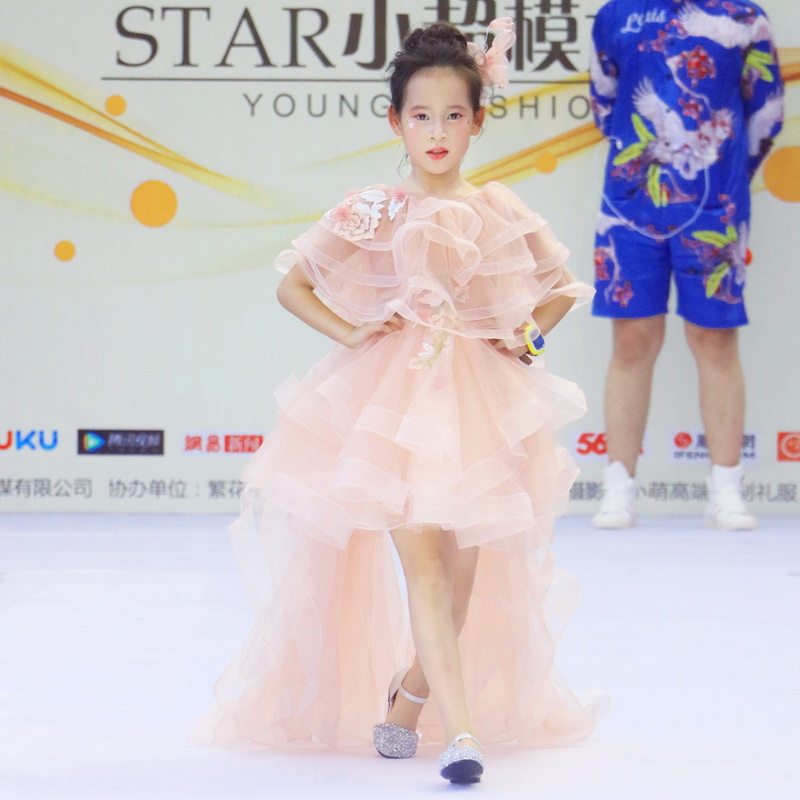 儿童女童公主裙花童婚纱钢琴演出服 喜绒兔童装儿童礼服