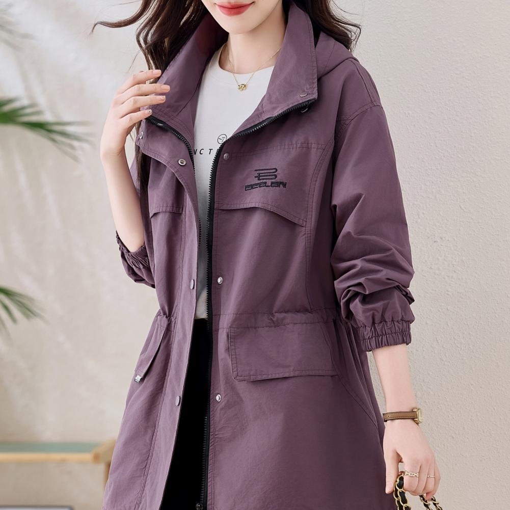 2025春秋季新款中长爆款工装收腰休闲气质今年流行爆款风衣外套女 - 图1