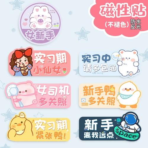 Стажировка новичка наклейка новички женщины -водитель логотип