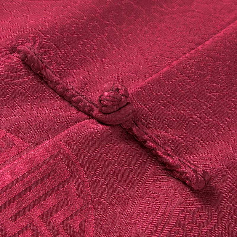 中老年人真丝唐装男长袖桑蚕丝绸 蓝吉奥民族服装