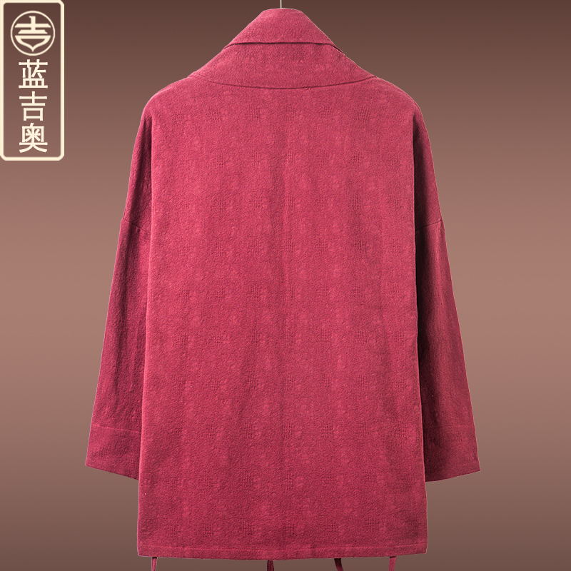 唐装男春秋长袖上衣中式男装居士服 蓝吉奥民族服装