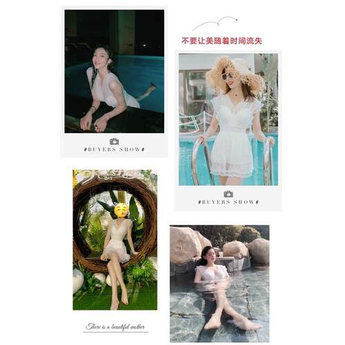 高颜值泳衣女款微胖女孩遮肉高级感2025新款白色绝美游泳衣女温泉 - 图3