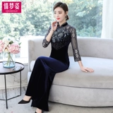 Элитное бархатное ципао, платье, демисезонная длинная юбка, осеннее, в западном стиле