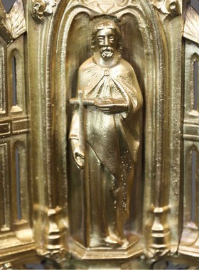 19世纪哥特风格铜鎏金烛台