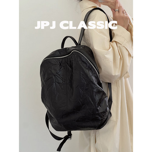 jpjclassic新款牛皮双肩包女大容量休闲旅游背包百搭电脑包潮 - 图2