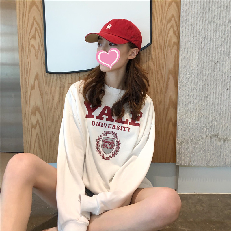 2022网红春装上衣白色长袖t恤女ins宽松洋气百搭打底衫女外穿白体