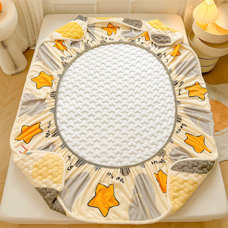 秋冬季保暖牛奶绒床笠单件加厚加密席梦思绒床垫保护套子2024爆款