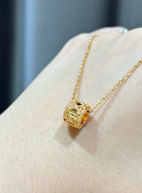 S925纯银藤格纹光面项链路路通高级感经典设计麻花编织纹锁骨链女