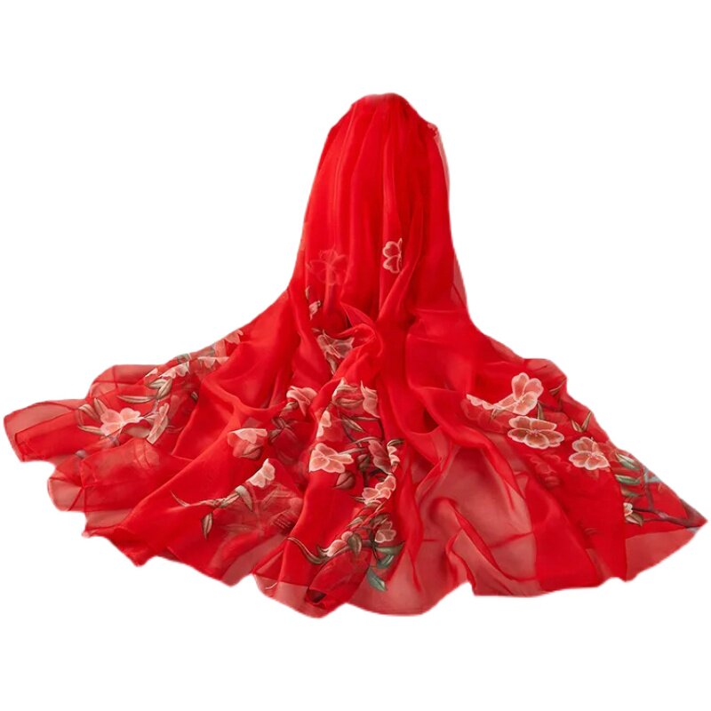 丝巾女秋冬时尚洋气广场舞纱巾超大百搭保暖围巾妈妈款防晒披肩薄