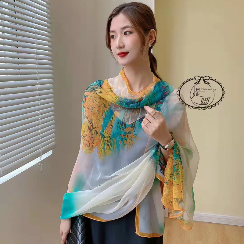 大红丝巾女秋冬季高级感洋气披肩百搭中老年妈妈围巾超大舞蹈纱巾