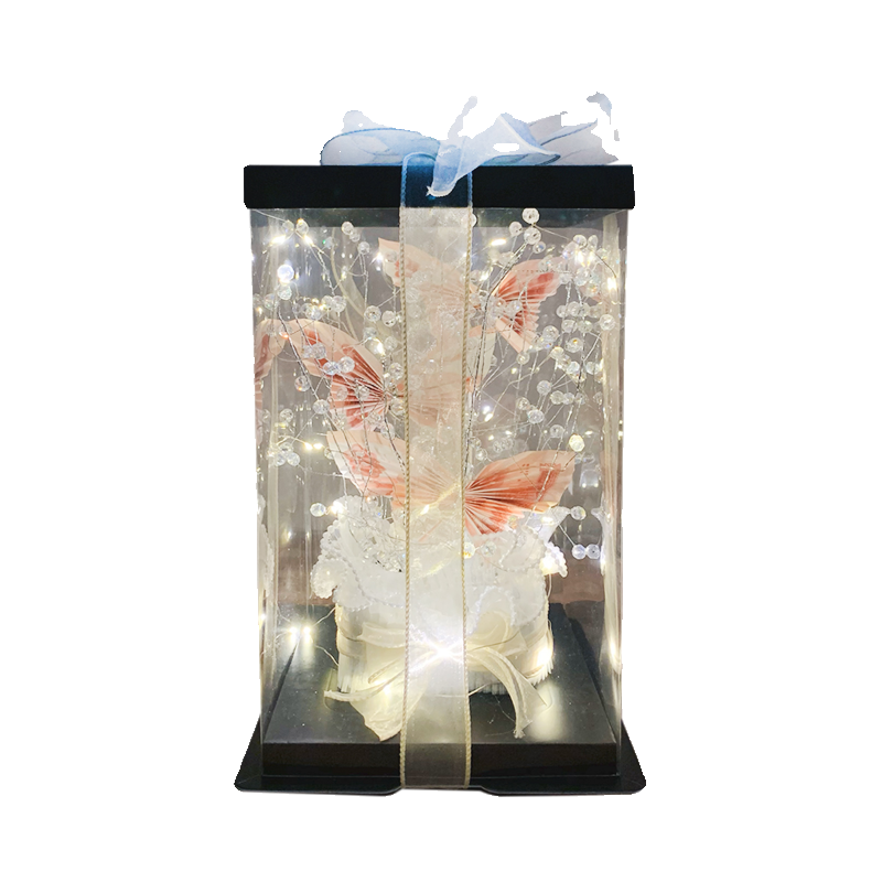 有钱花&手工花束材料包发光玻璃珠花枝现金蝴蝶摆件送女朋友礼物