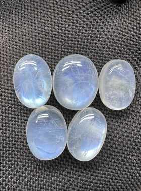 天然白色月光石椭圆形裸石戒面奶油玻璃体原石手链项链戒指配饰