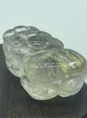天然白水晶钛晶貔貅 水晶吊坠饰品 男女款水晶宝石裸石招财纳福