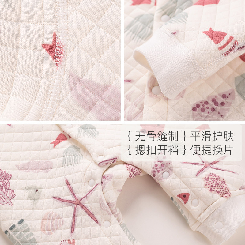 新生秋装宝宝连体衣服加厚夹棉爬服 巴布乐园连身衣/爬服/哈衣