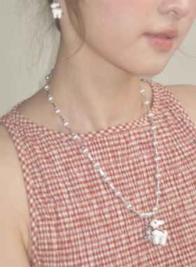 张泽禹同款甜美可爱蜡烛珐琅梦中小鹿珍珠项链气质小众设计感项链