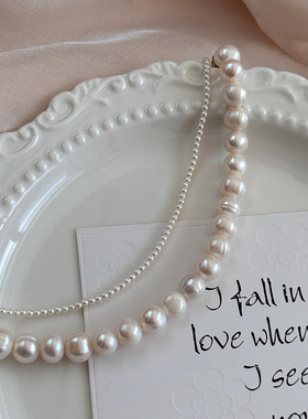 s925银天然淡水无核珍珠项链2024年新款轻奢高级感送妈妈闺蜜礼物