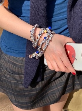 彩球麻花编织混线串珠项链女手链斜挎女款轻奢小众手机绳高颜值潮