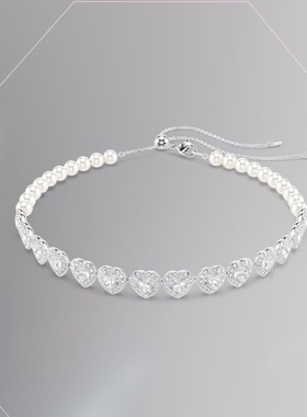 满钻爱心项链女项圈女款轻奢小众高颜值女士高级感设计感日常百搭