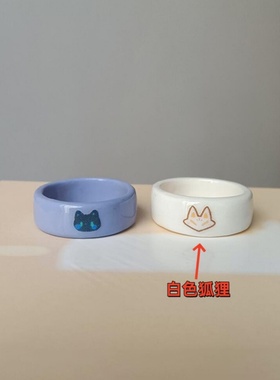 ins小众异形陶瓷釉面彩绘金箔戒指珍珠开口指环女戒子高级感手饰