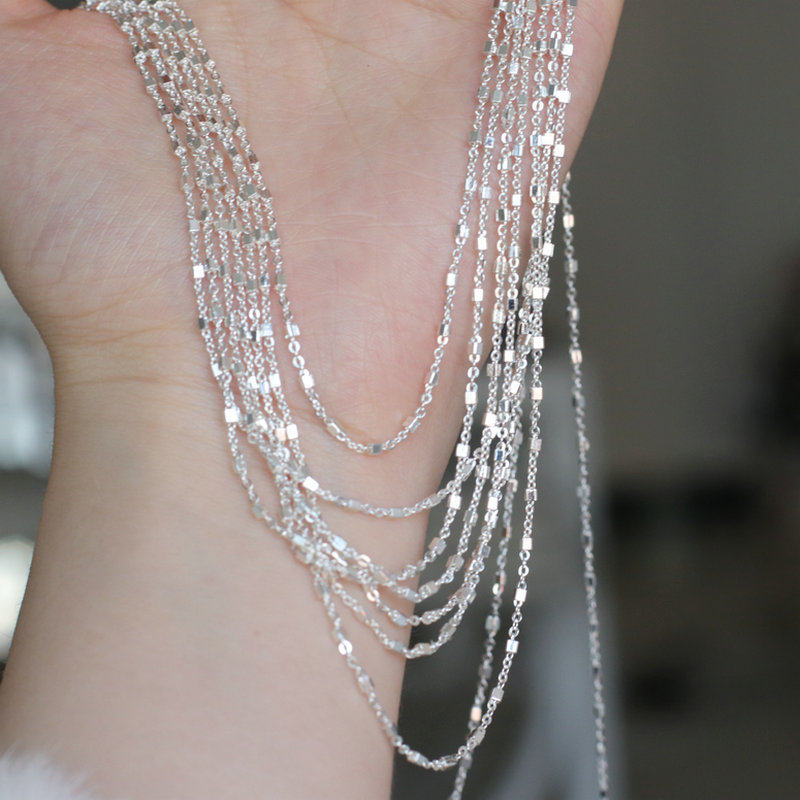 闪闪碎银子链条 铜方珠链 电泳厚银保色 diy项链手链流苏饰品配件,淘宝优惠券,粉丝福利购,淘宝优惠卷