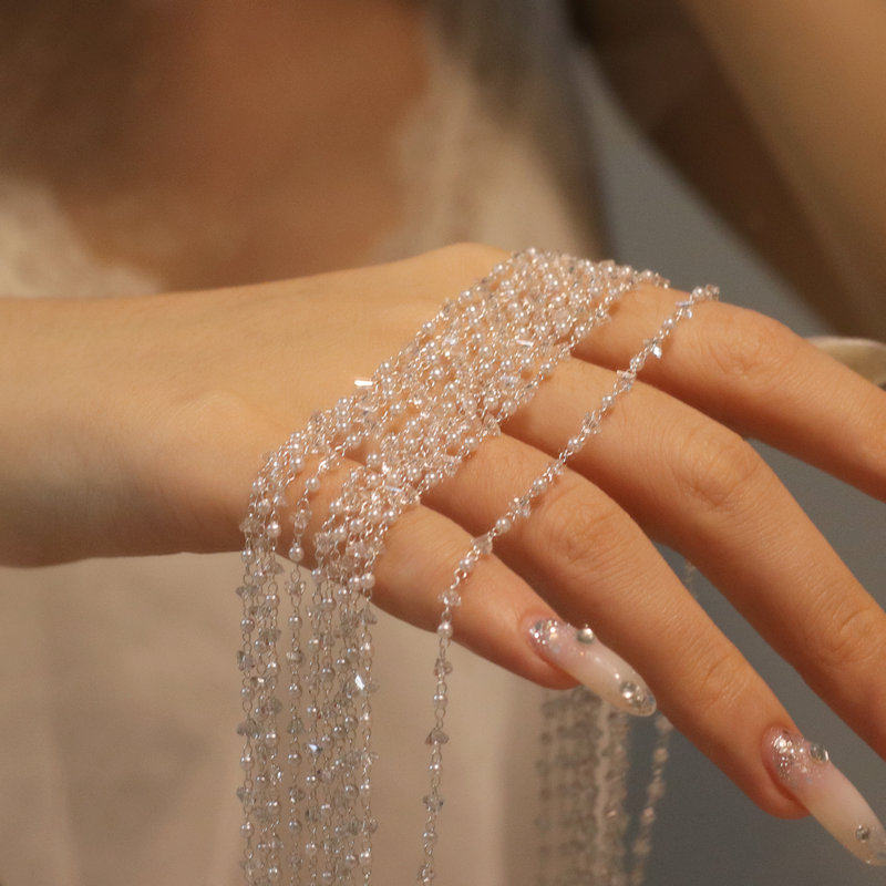 2mm银色珍珠切角水晶链 精致手工链条 diy手工流苏饰品材料配件,淘宝优惠券,粉丝福利购,淘宝优惠卷