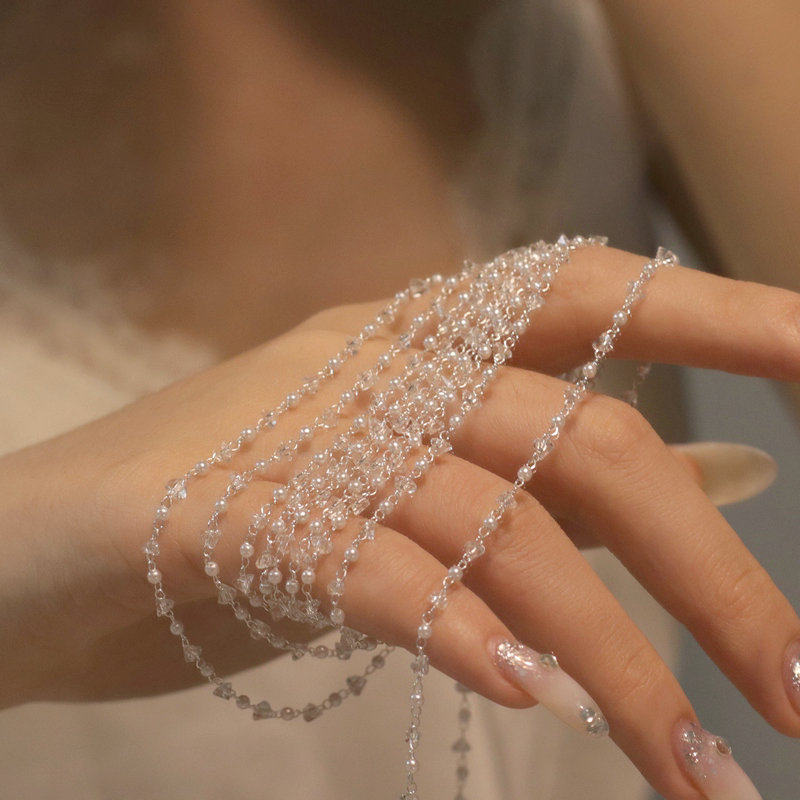 2mm银色珍珠切角水晶链 精致手工链条 diy手工流苏饰品材料配件,淘宝优惠券,粉丝福利购,淘宝优惠卷