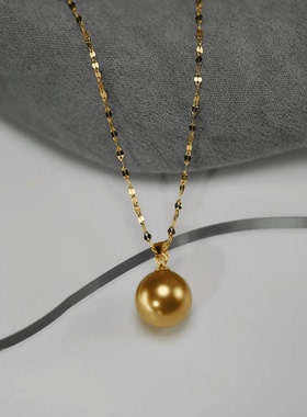 正圆澳白色金色单颗吊坠珠珠项链女 经典气质轻奢小众锁骨链颈链