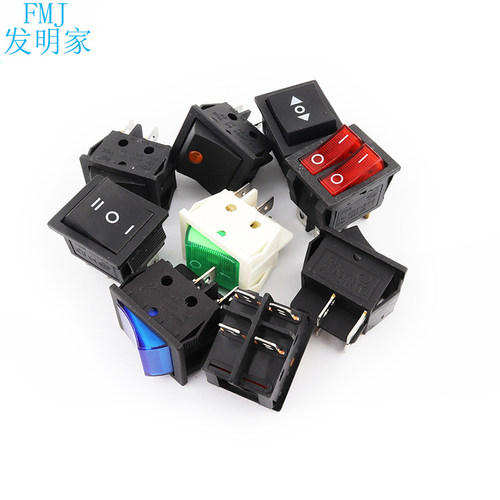 KCD4船型开关船形开关翘板电源按钮4 6脚红灯绿灯31x25mm16A250V - 图3
