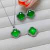 <Natural Jade>Chrysoprase Agate Stud Earrings