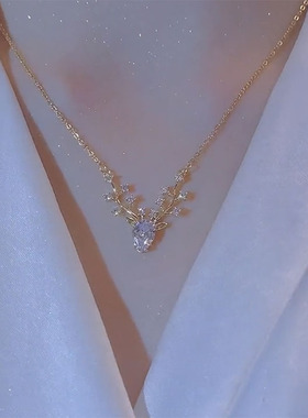 一鹿有你钛钢项链锆石个性锁骨链