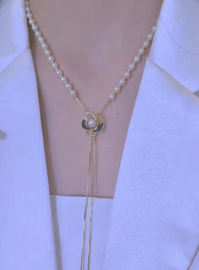 百搭玫瑰花毛衣链长款