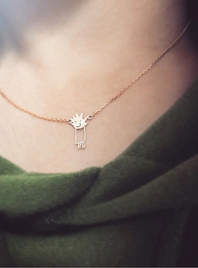 2019新款创意毛刺头男孩个性项链