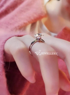 1克拉仿真钻石戒指六爪莫桑石