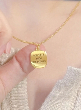 卷边小方牌项链AB链巧克力牌